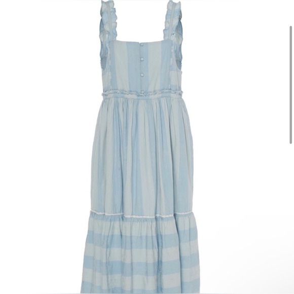New! LoveShackFancy Anne Stripe Midi Dress 🩵 Medium NWT! - Picture 11 of 16
